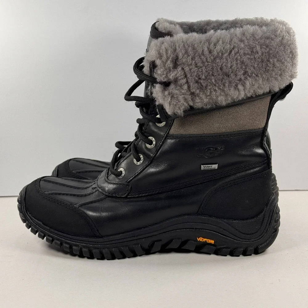 UGG Adirondack II Black Leather Waterproof Winter Snow Boots Vibram 1906 Women 6